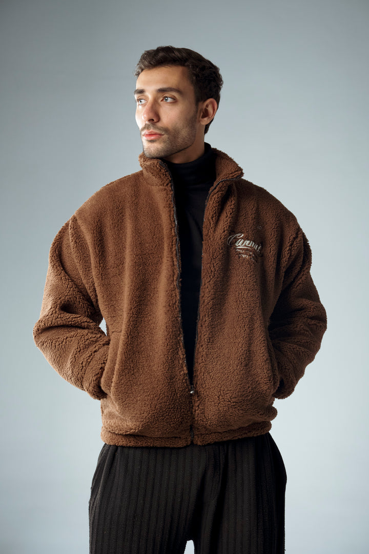 Cannae- sherpa fleece jacket marron