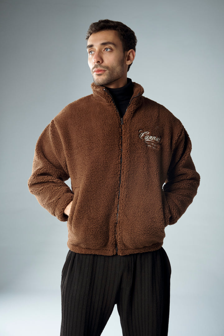 Cannae- sherpa fleece jacket marron