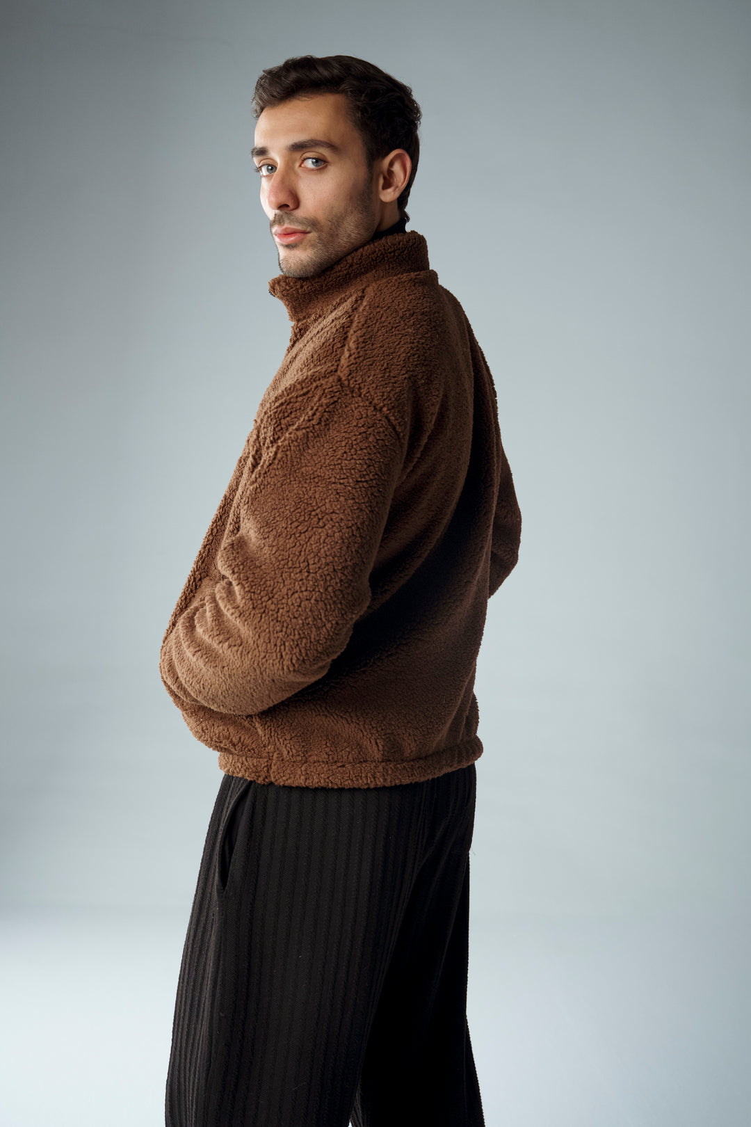 Cannae- sherpa fleece jacket marron