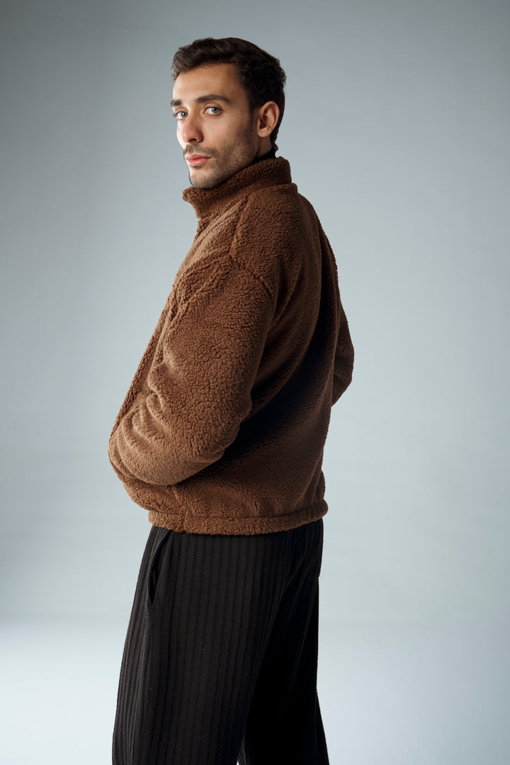 Cannae- sherpa fleece jacket marron