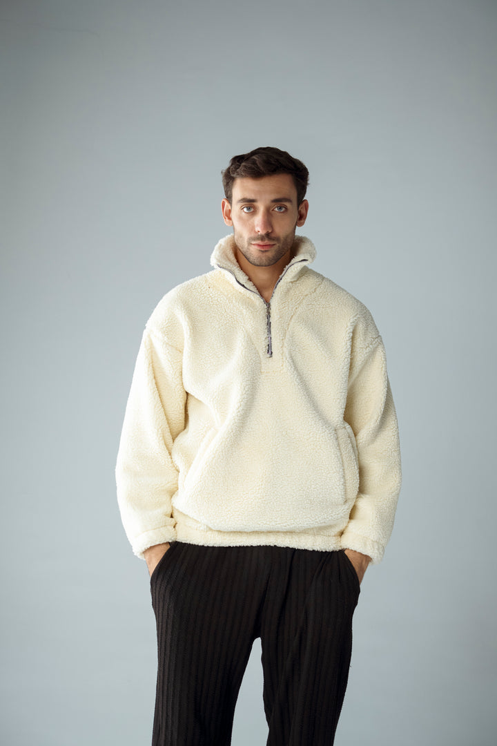 Cannae- zip up sherpa beige