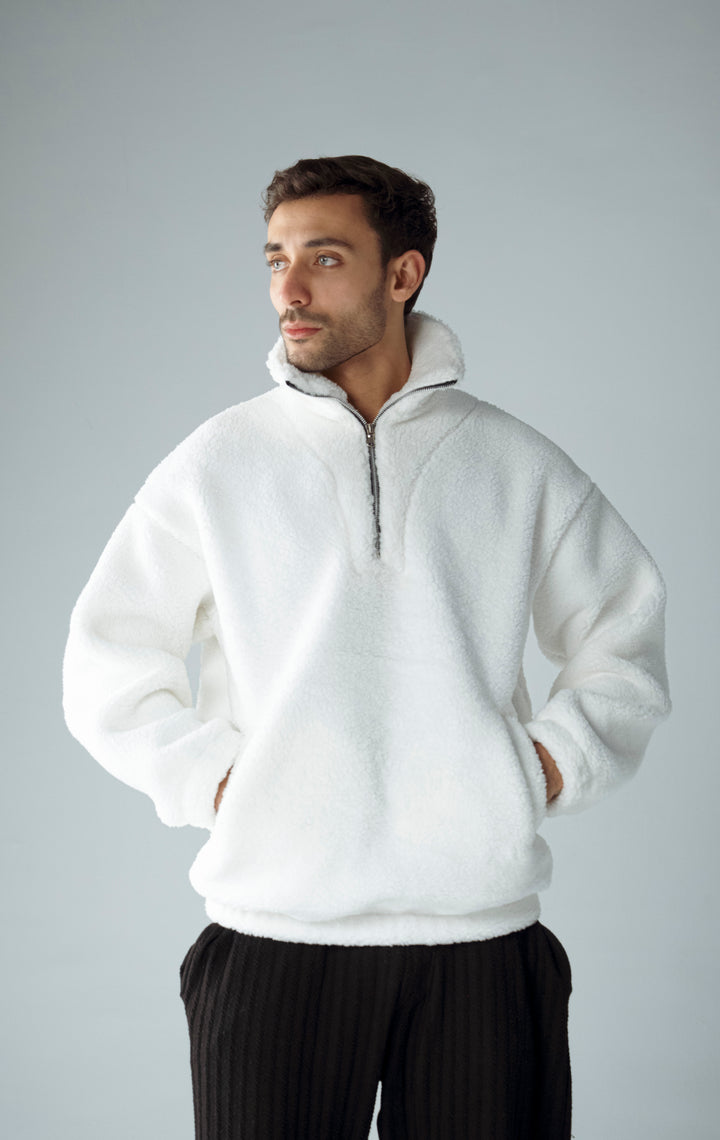 Cannae- Zip up Sherpa Blanc