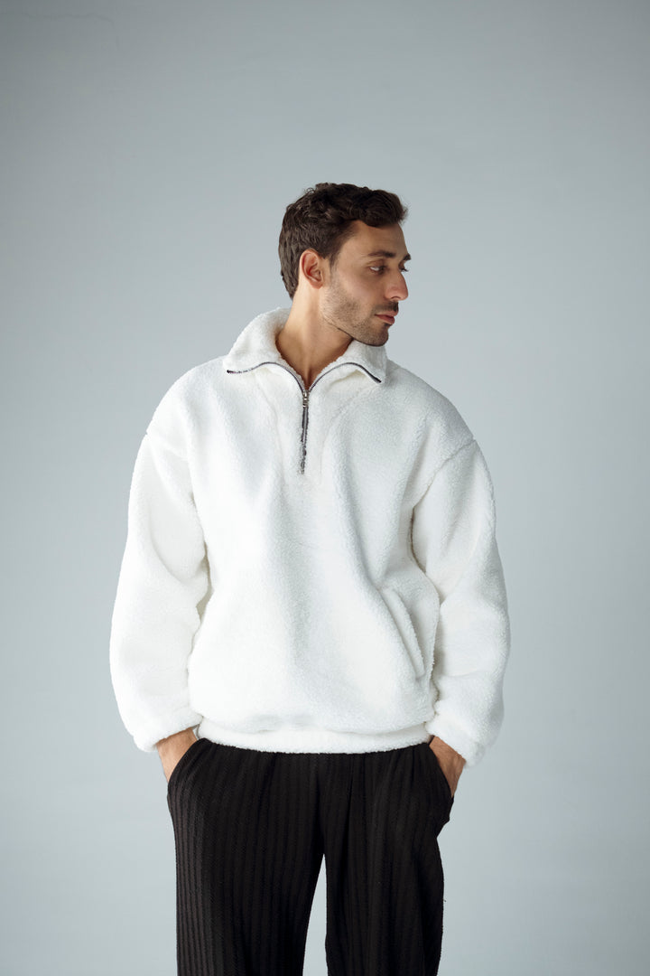 Cannae- Zip up Sherpa Blanc