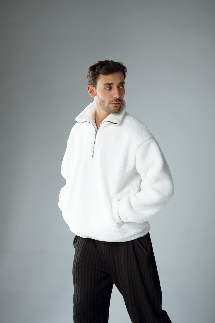 Cannae- Zip up Sherpa Blanc