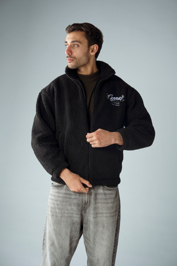 Cannae- sherpa fleece jacket noir