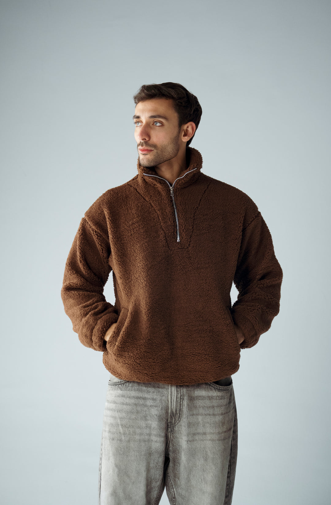 Cannae- Zip up Sherpa Marron