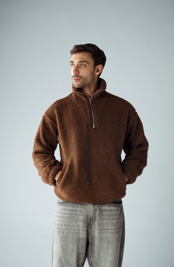 Cannae- Zip up Sherpa Marron