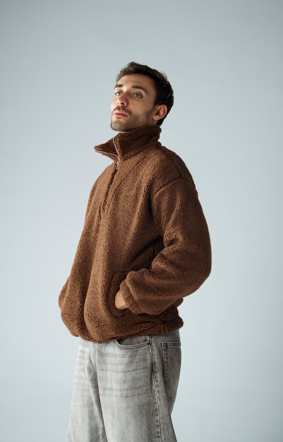 Cannae- Zip up Sherpa Marron