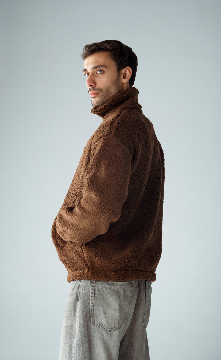Cannae- Zip up Sherpa Marron