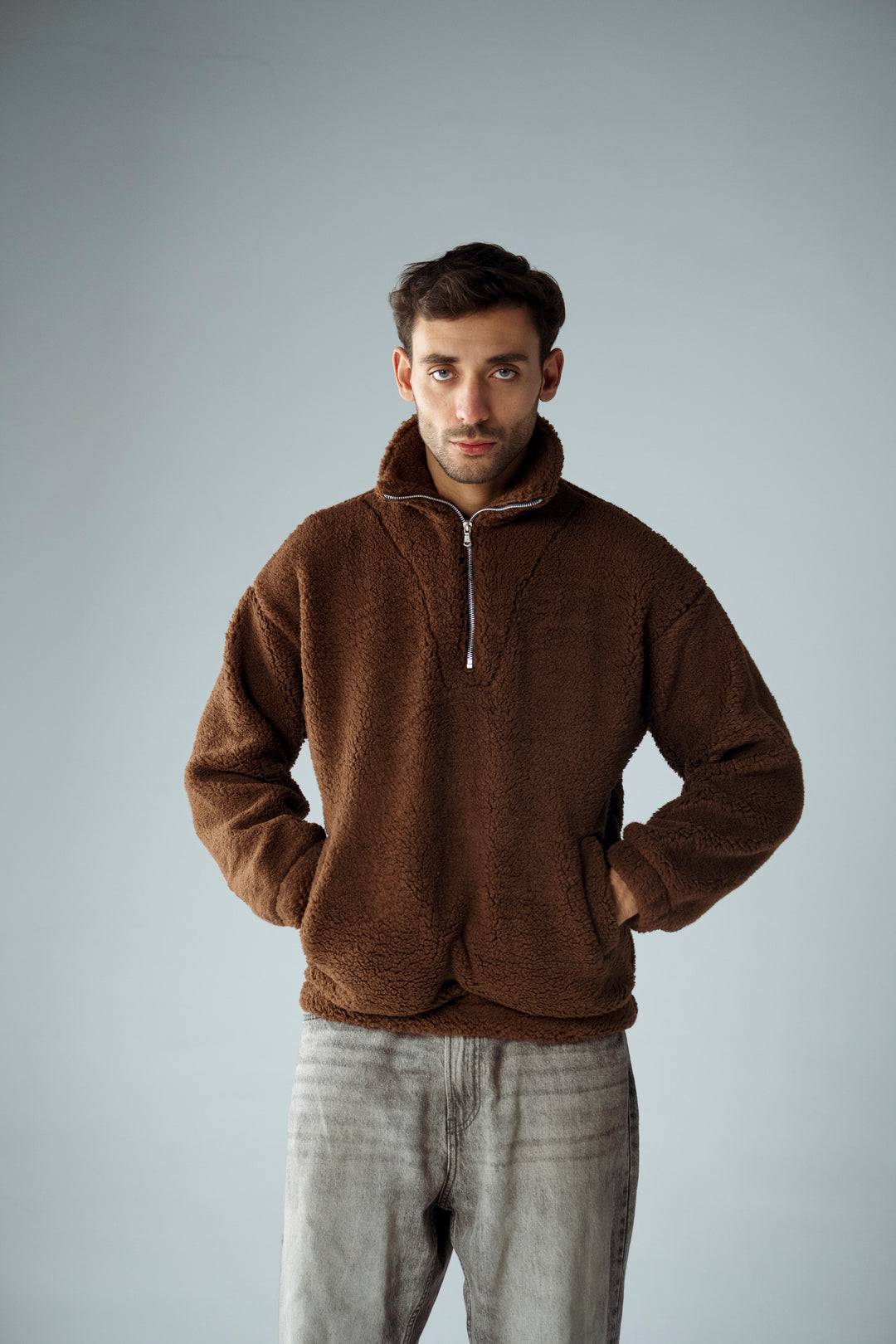 Cannae- Zip up Sherpa Marron