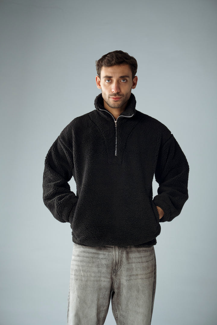 Cannae- zip up sherpa Noir