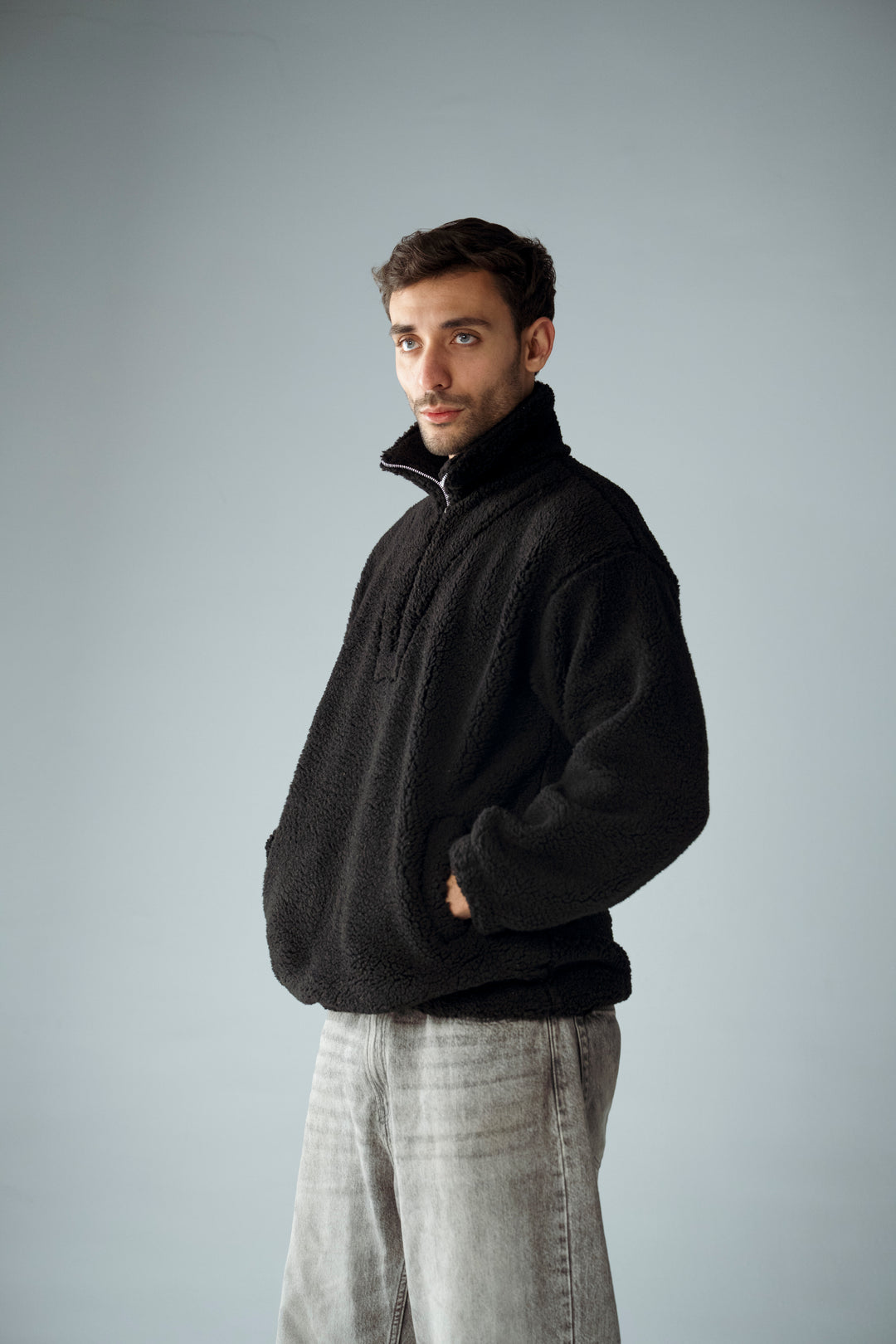 Cannae- zip up sherpa Noir