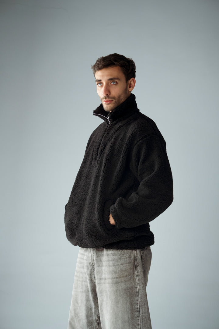 Cannae- zip up sherpa Noir