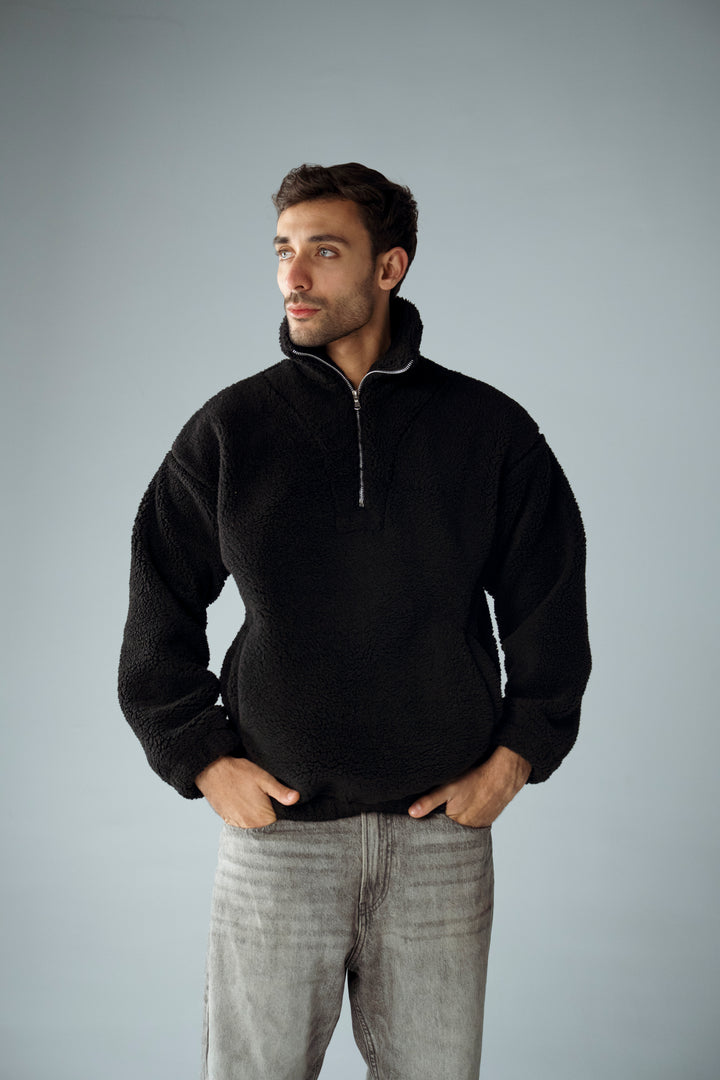 Cannae- zip up sherpa Noir