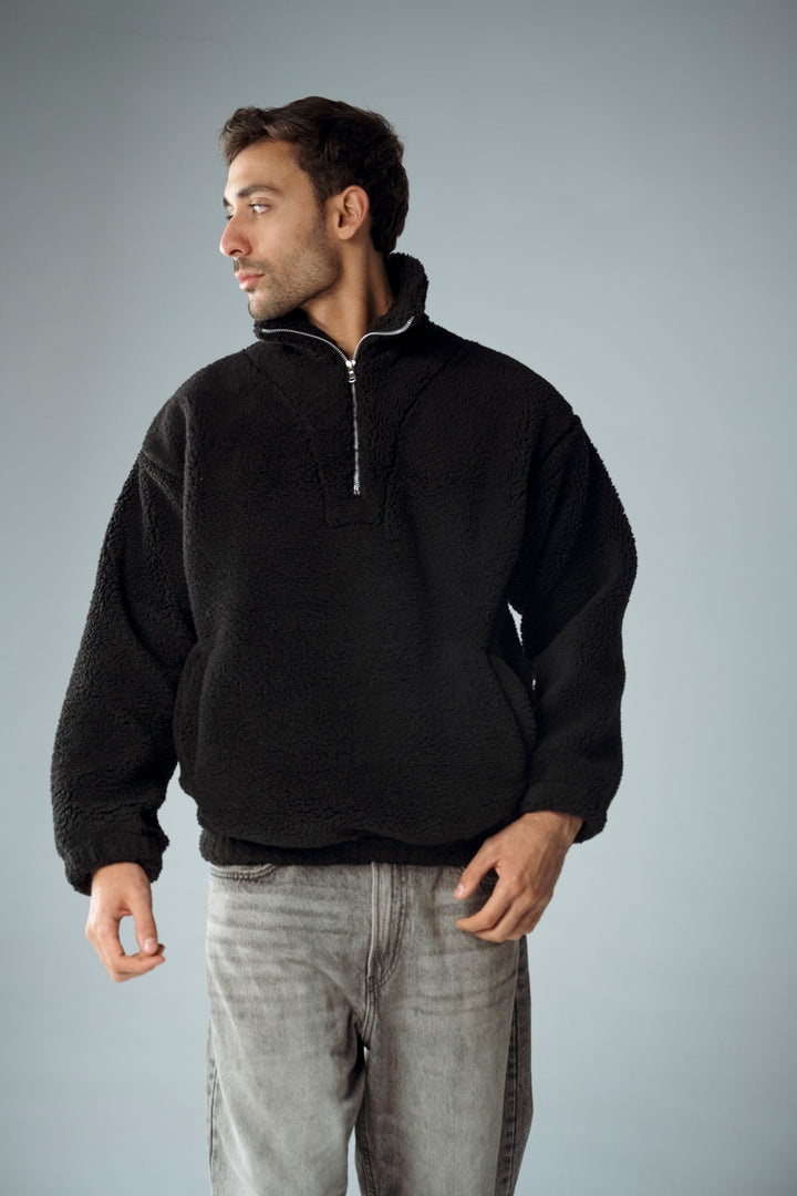 Cannae- zip up sherpa Noir