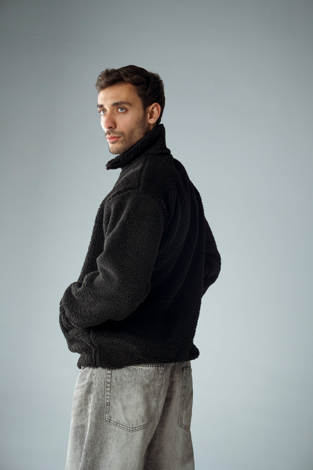 Cannae- zip up sherpa Noir