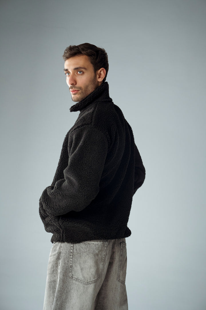 Cannae- zip up sherpa Noir
